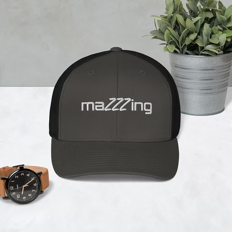 Trucker Hat with Mazzzing Logo - Charcoal/Black